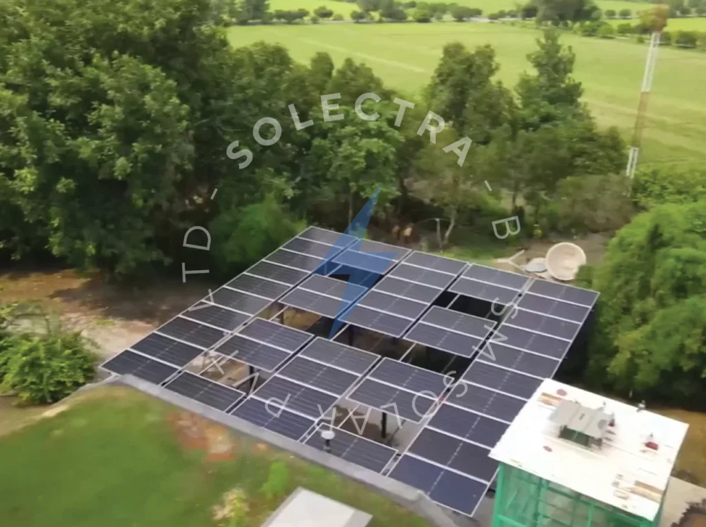 Mian Mansha Farmhouse in Jati Umrah, Lahore, received a 30KW hybrid solar installation from Solectra, bringing renewable energy to the property.